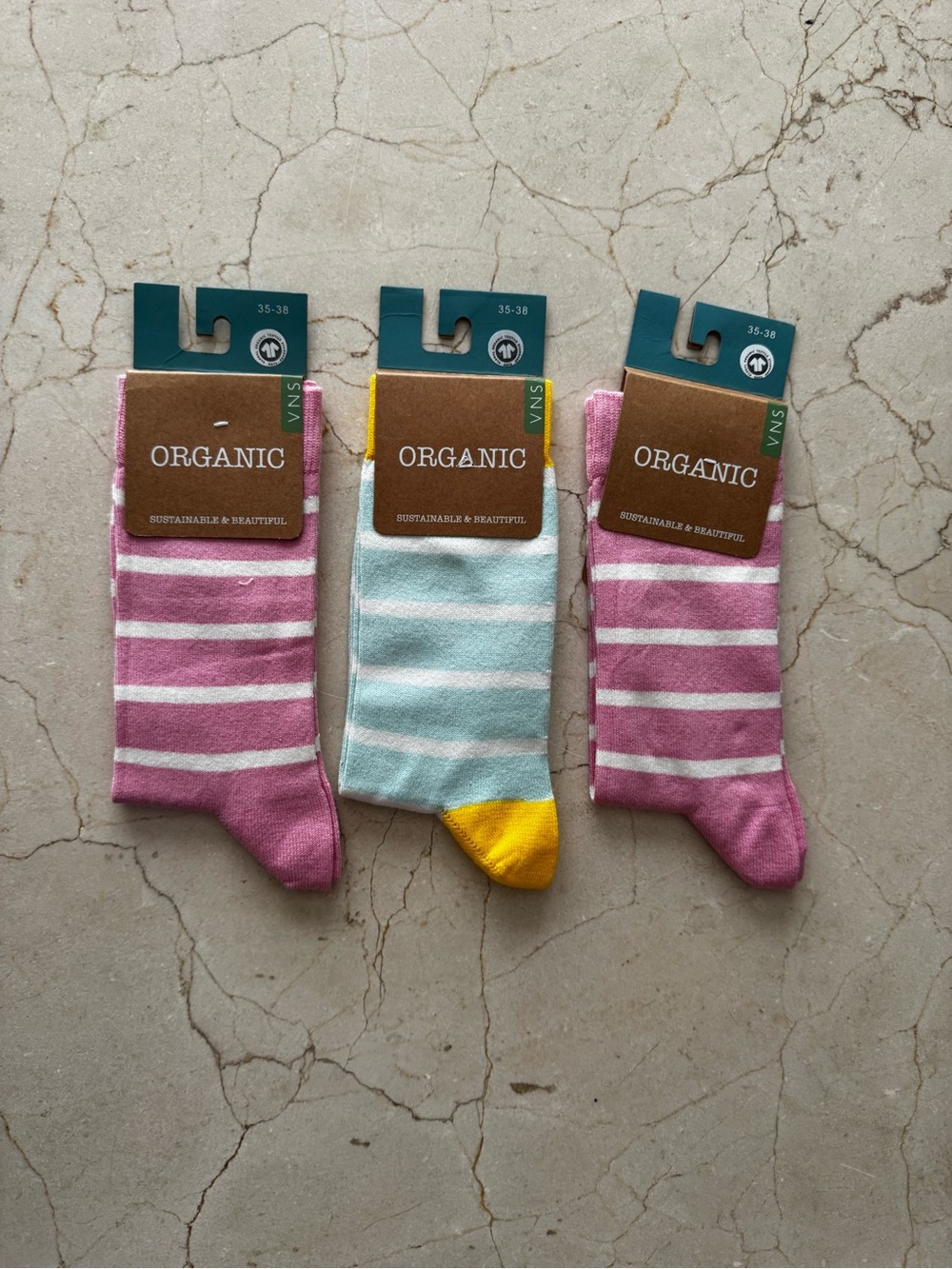 EuropeanOrganic Cotton Women’s Patterned Socks - Pack of 3- NWT